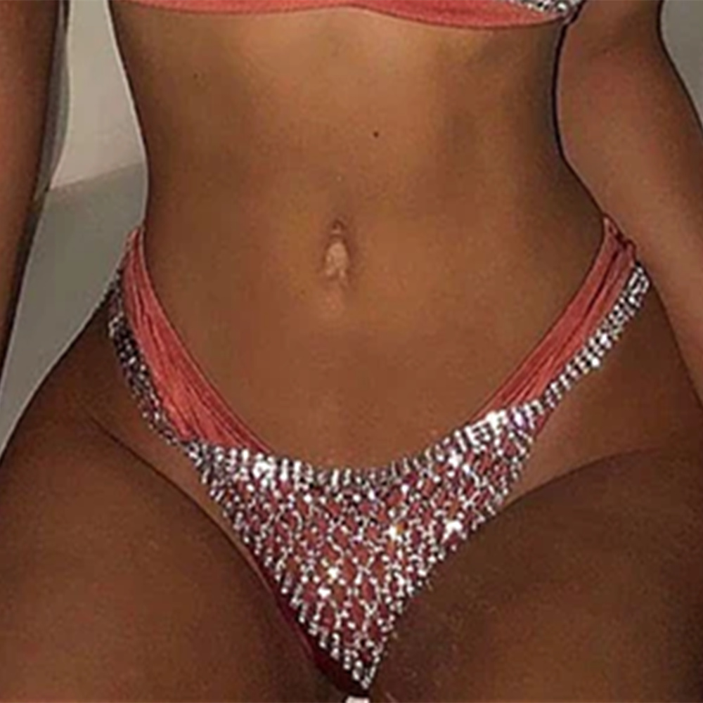 Stonefans-女性用チェーンとラインストーンメッシュの - Thong Bikini Women のレビューと価格