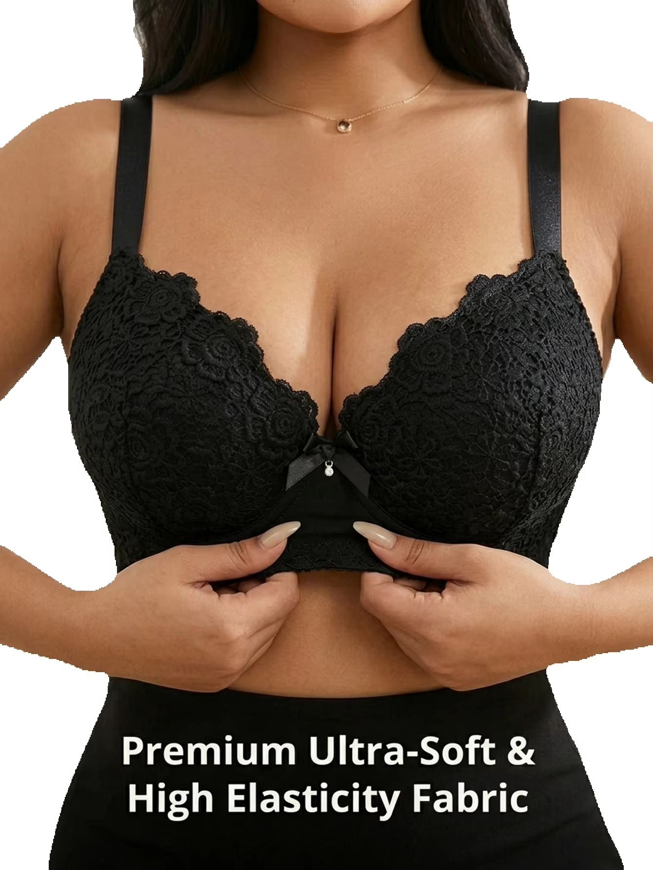 女性用プラスサイズ花柄プッシュアップブラ、アンダーワイヤー入 - Push Up Bra Padded のレビューと価格